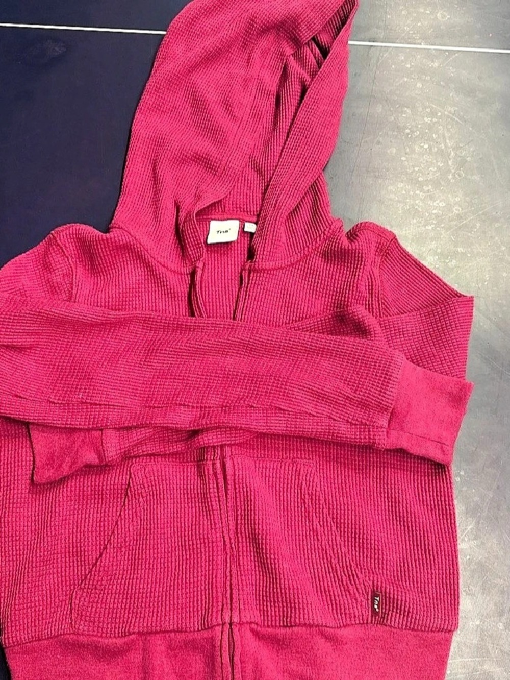 Tna Waffle Full-Zip Hoodie Hooded Knit Vest Pink XS